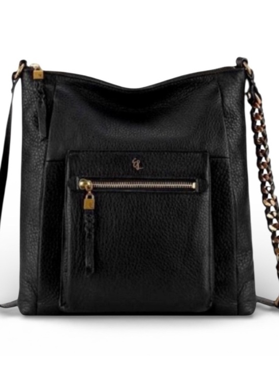 ELLIOTT LUCA Handbags - ELLIOTT LUCCA Gwen Black Pebbled Leather Gold Chain Strap Crossbody Bag
